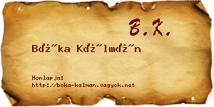 Bóka Kálmán névjegykártya